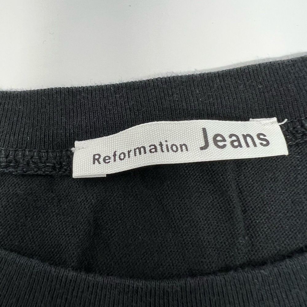 Reformation Jeans Organic Cotton Tie Front Black Long Sleeve Shirt Closet Basic - Picture 4 of 7